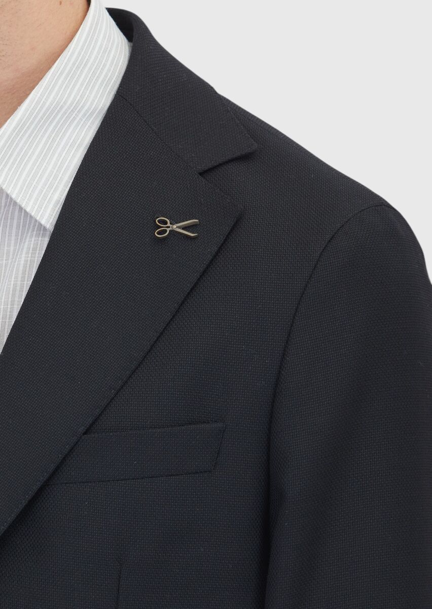 Black Comfort Fit 100% Wool Jacket - 4