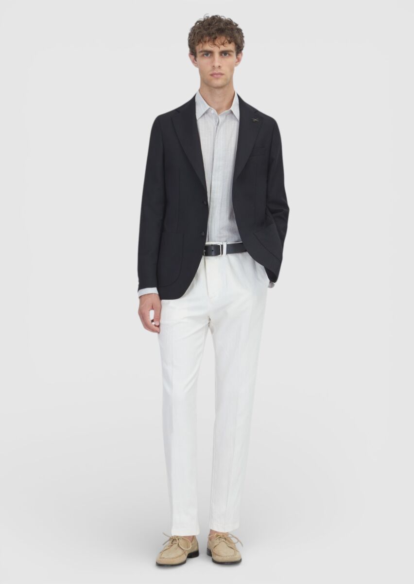 Black Comfort Fit 100% Wool Jacket - 2