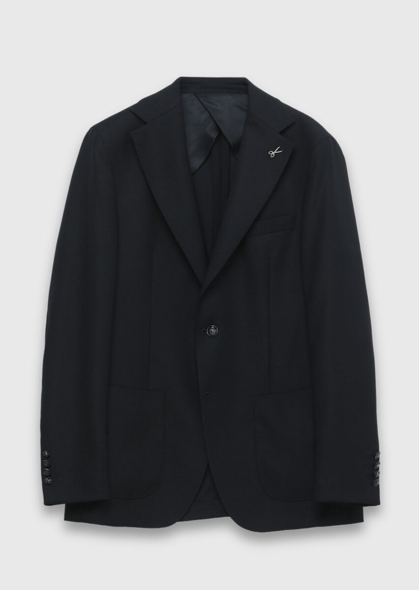 Black Comfort Fit 100% Wool Jacket - 6