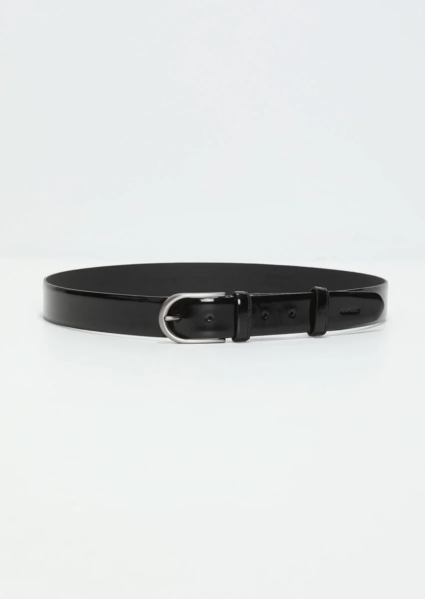 Black Cow Leather Belt - 1