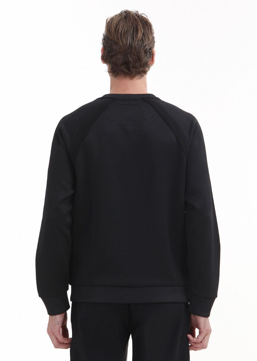 Black Crew Neck Plain Sweatshirt - 3
