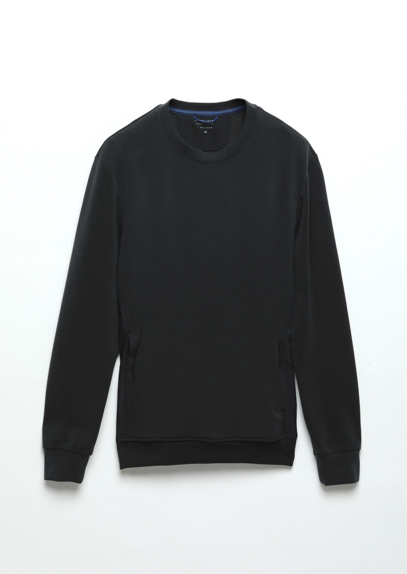 Black Crew Neck Plain Sweatshirt - 6