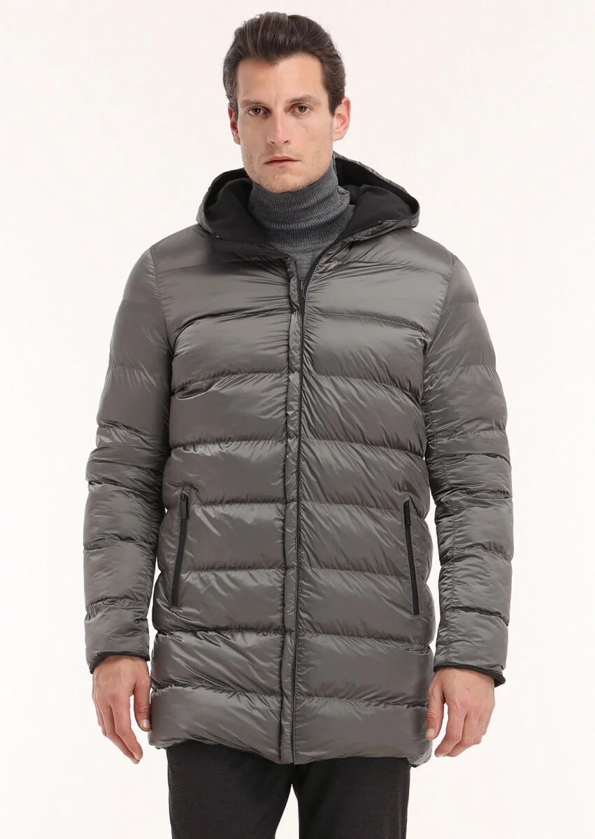 Black Double Sided Puffer Weaving Coat - 3