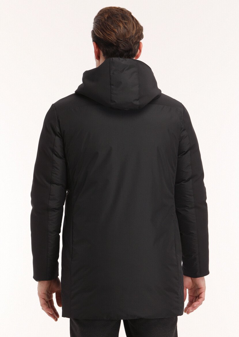 Black Double Sided Puffer Weaving Coat - 9