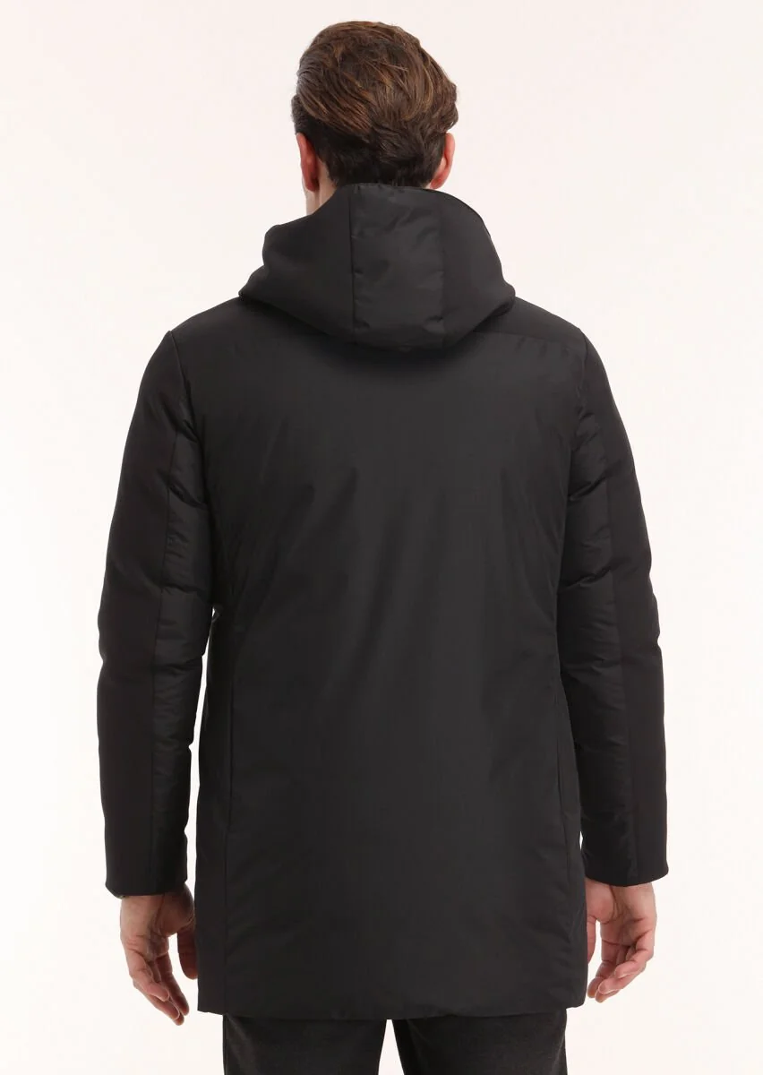 Black Double Sided Puffer Weaving Coat - 9