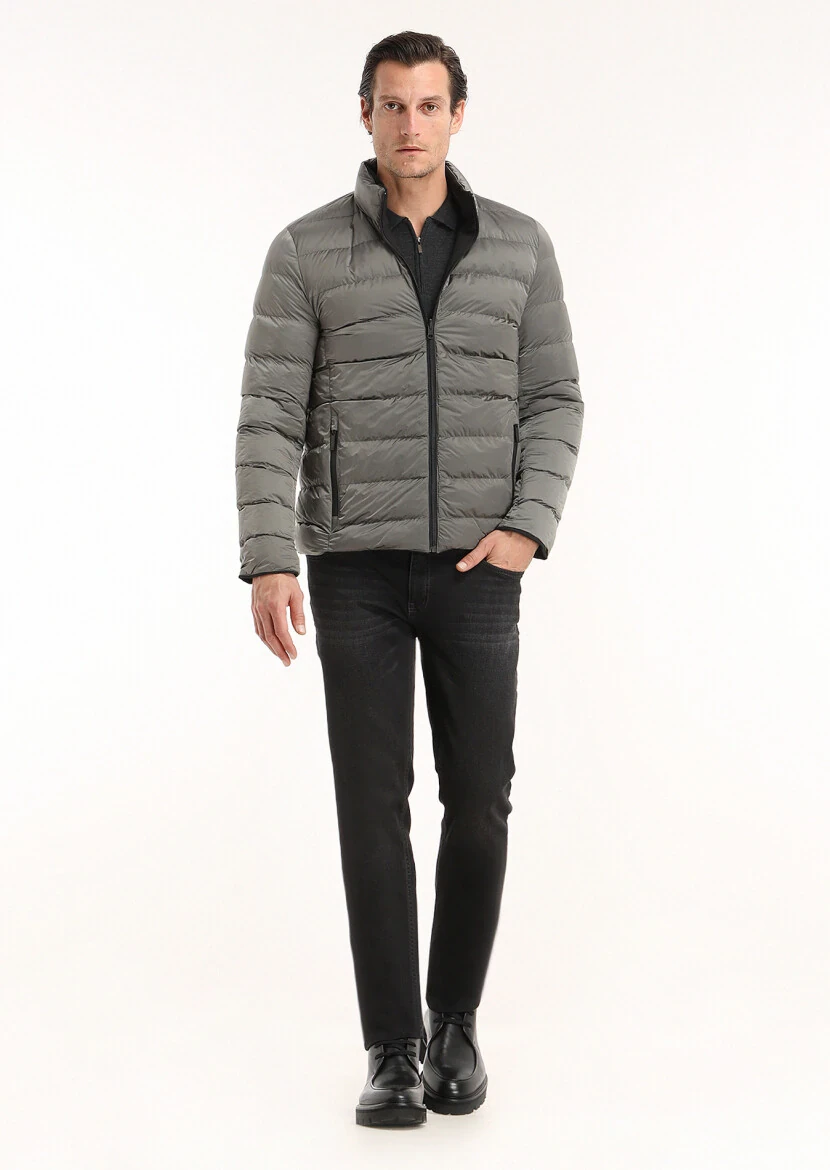 Black Double Sided Puffer Weaving Coat - 2