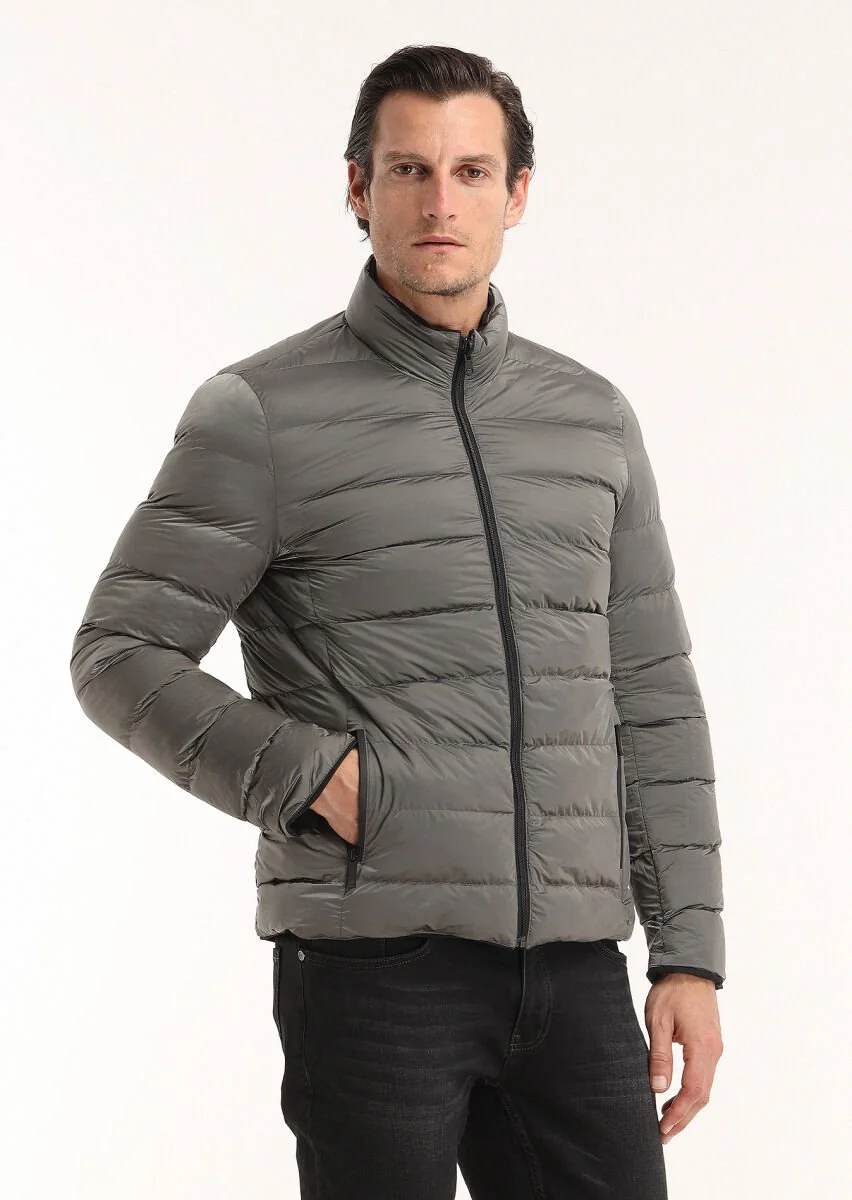 Black Double Sided Puffer Weaving Coat - 5