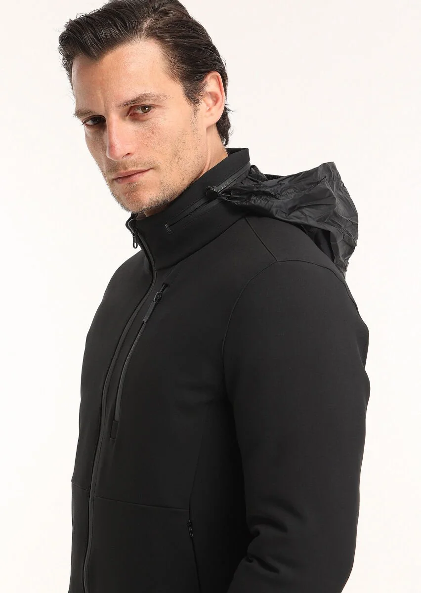 Black Double Sided Puffer Weaving Coat - 6