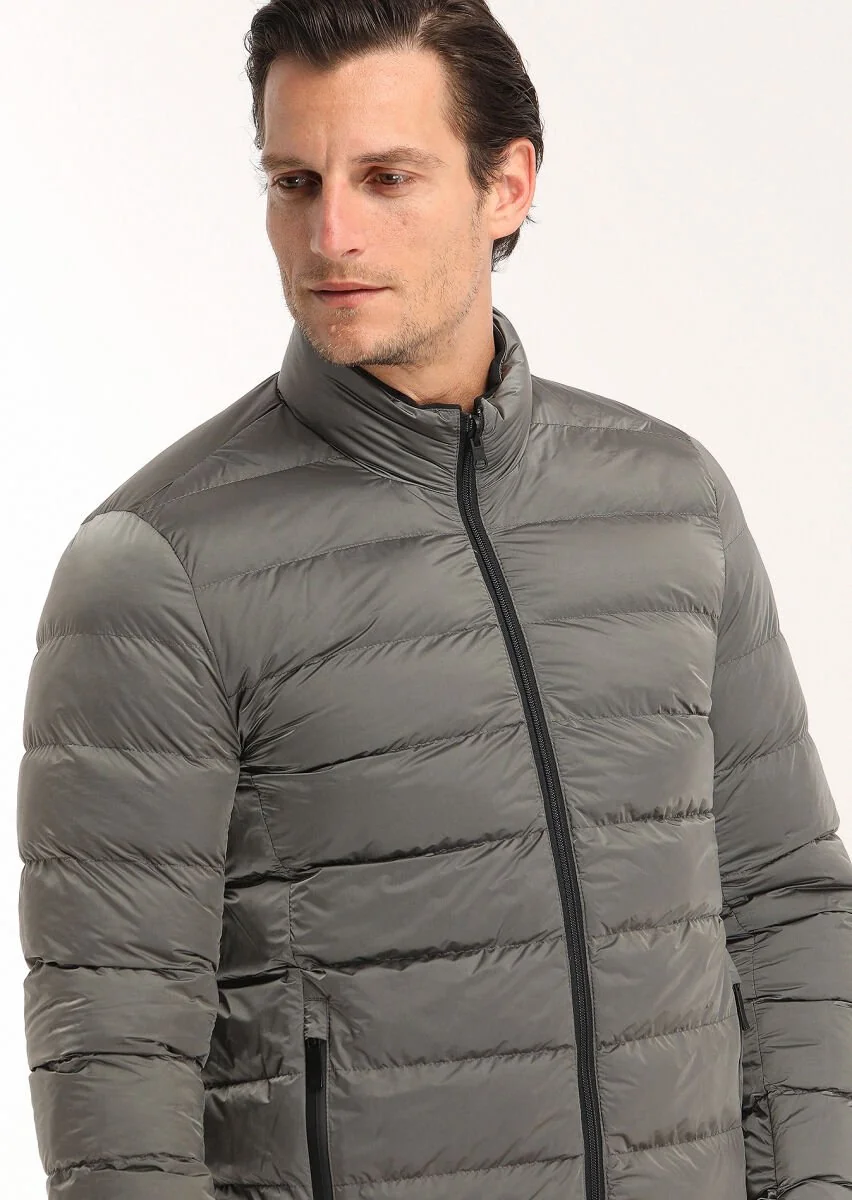 Black Double Sided Puffer Weaving Coat - 7