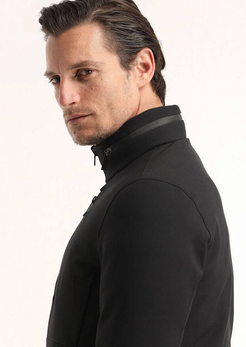 Black Double Sided Puffer Weaving Coat - 8
