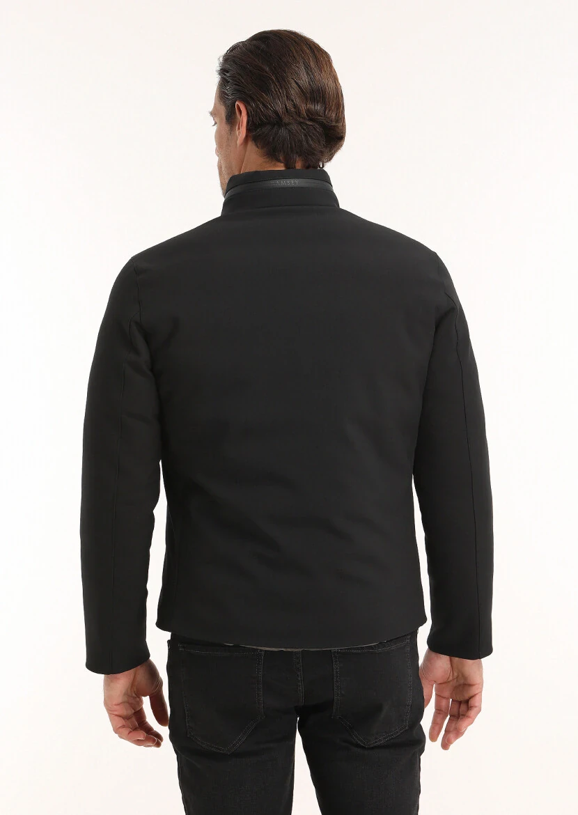 Black Double Sided Puffer Weaving Coat - 9