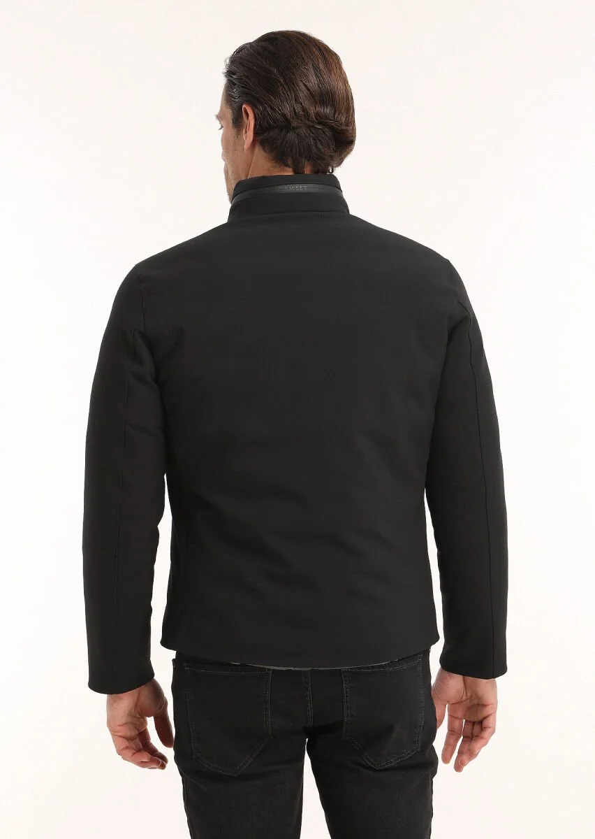 Black Double Sided Puffer Weaving Coat - 9