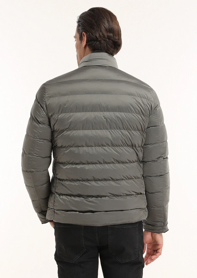 Black Double Sided Puffer Weaving Coat - 10