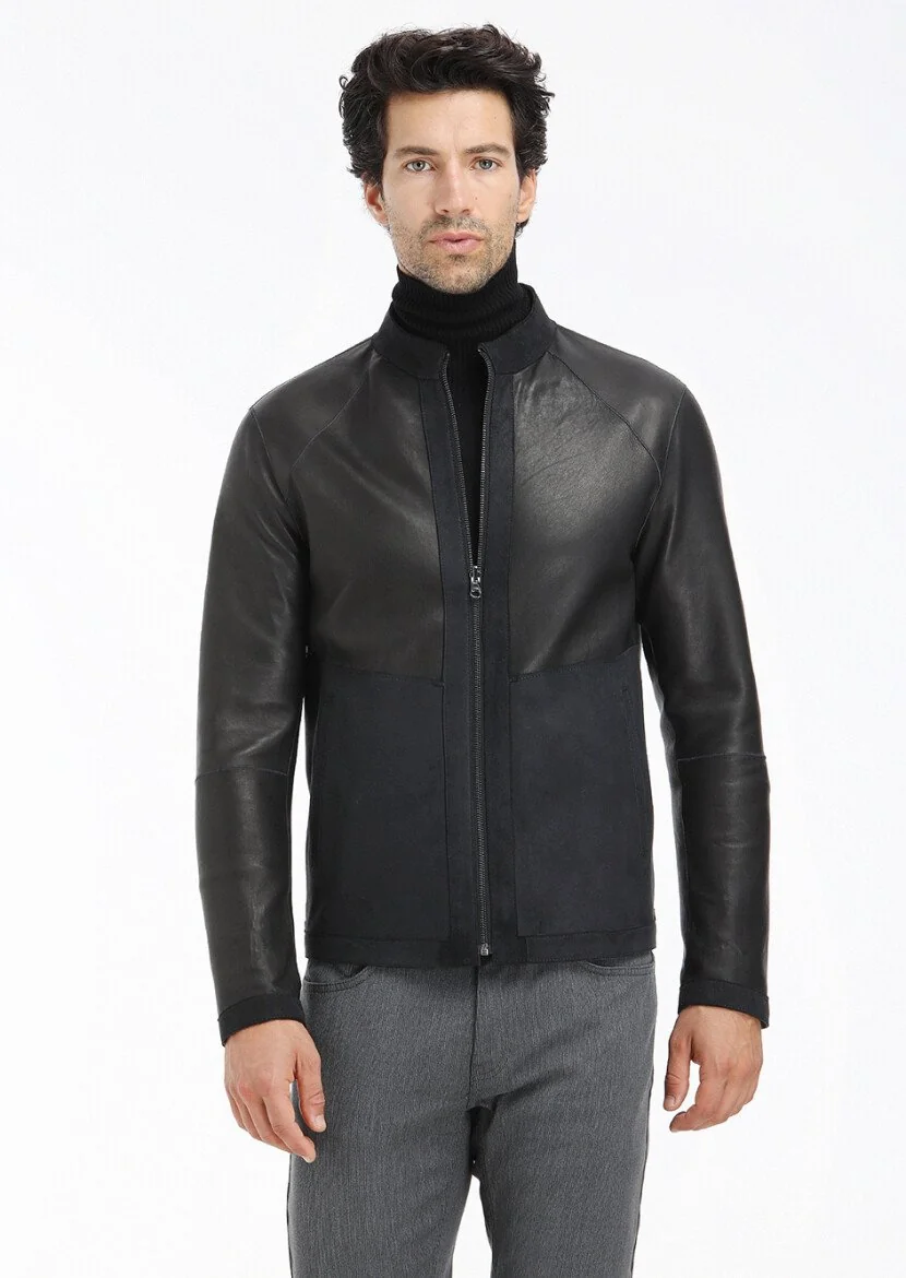 Black Double-Sided Suede Leather Coat - 7