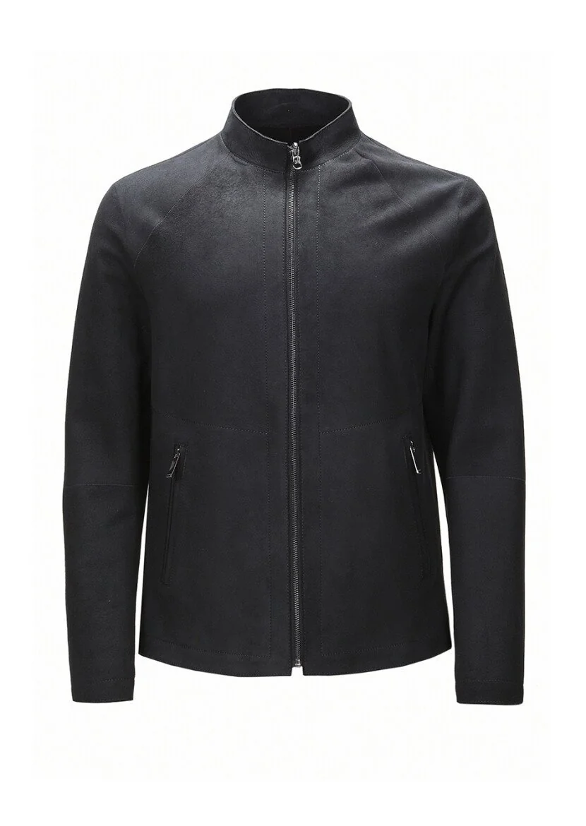 Black Double-Sided Suede Leather Coat - 10