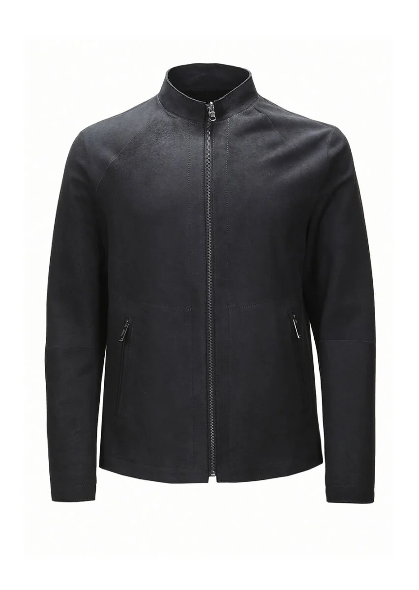 Black Double-Sided Suede Leather Coat - 10