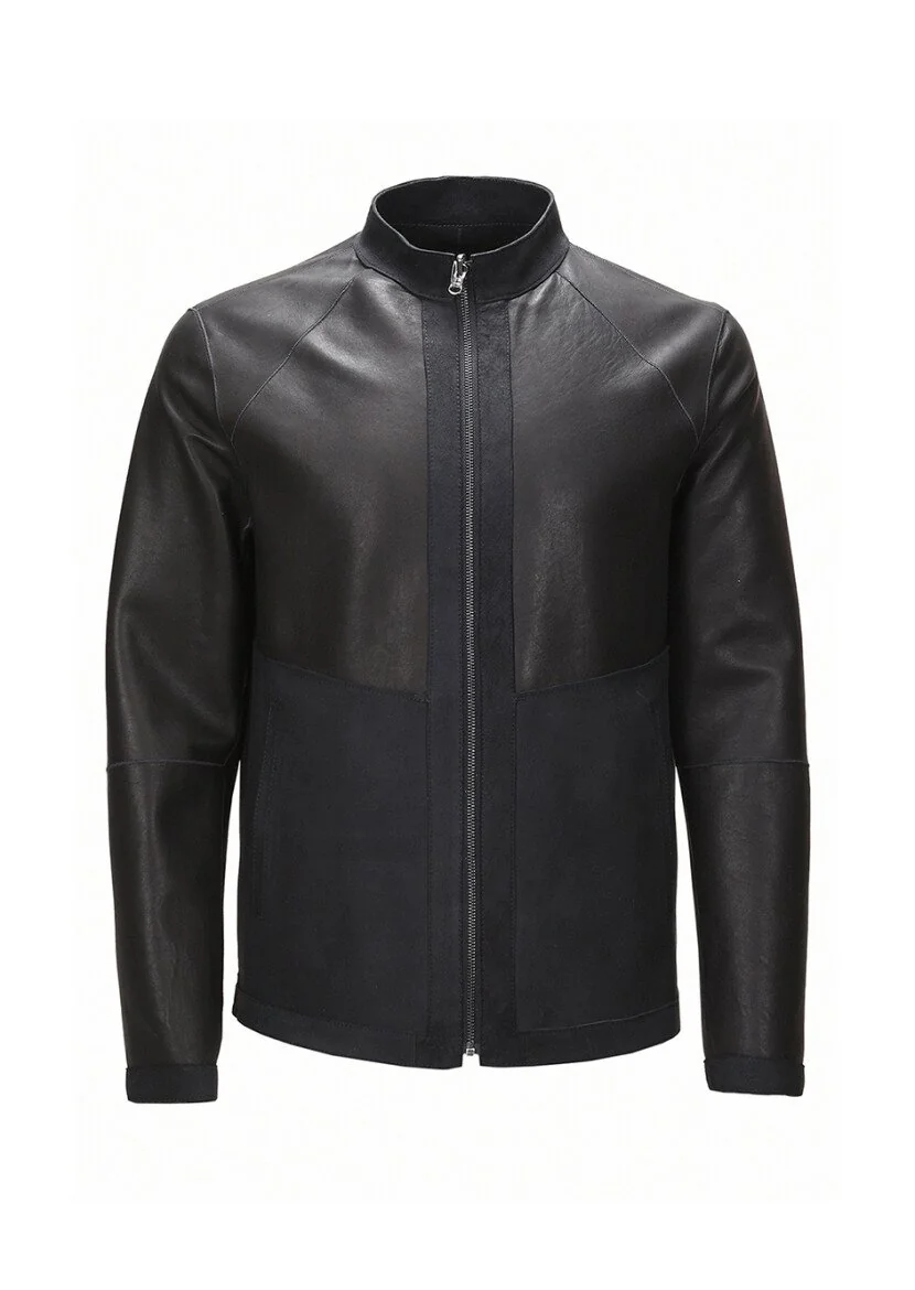 Black Double-Sided Suede Leather Coat - 11