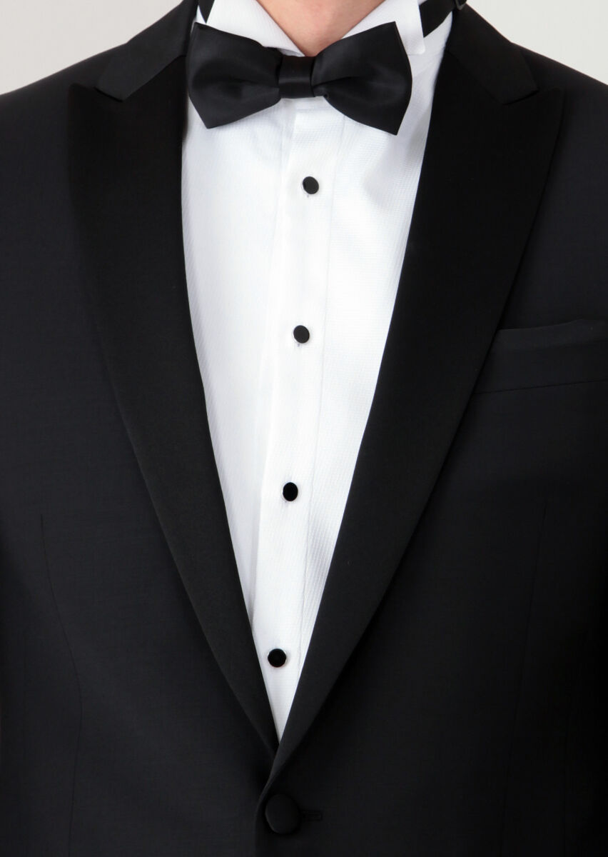 Black Fashion Slim Fit Double Breasted Collar Weaving Tuxedo - 3