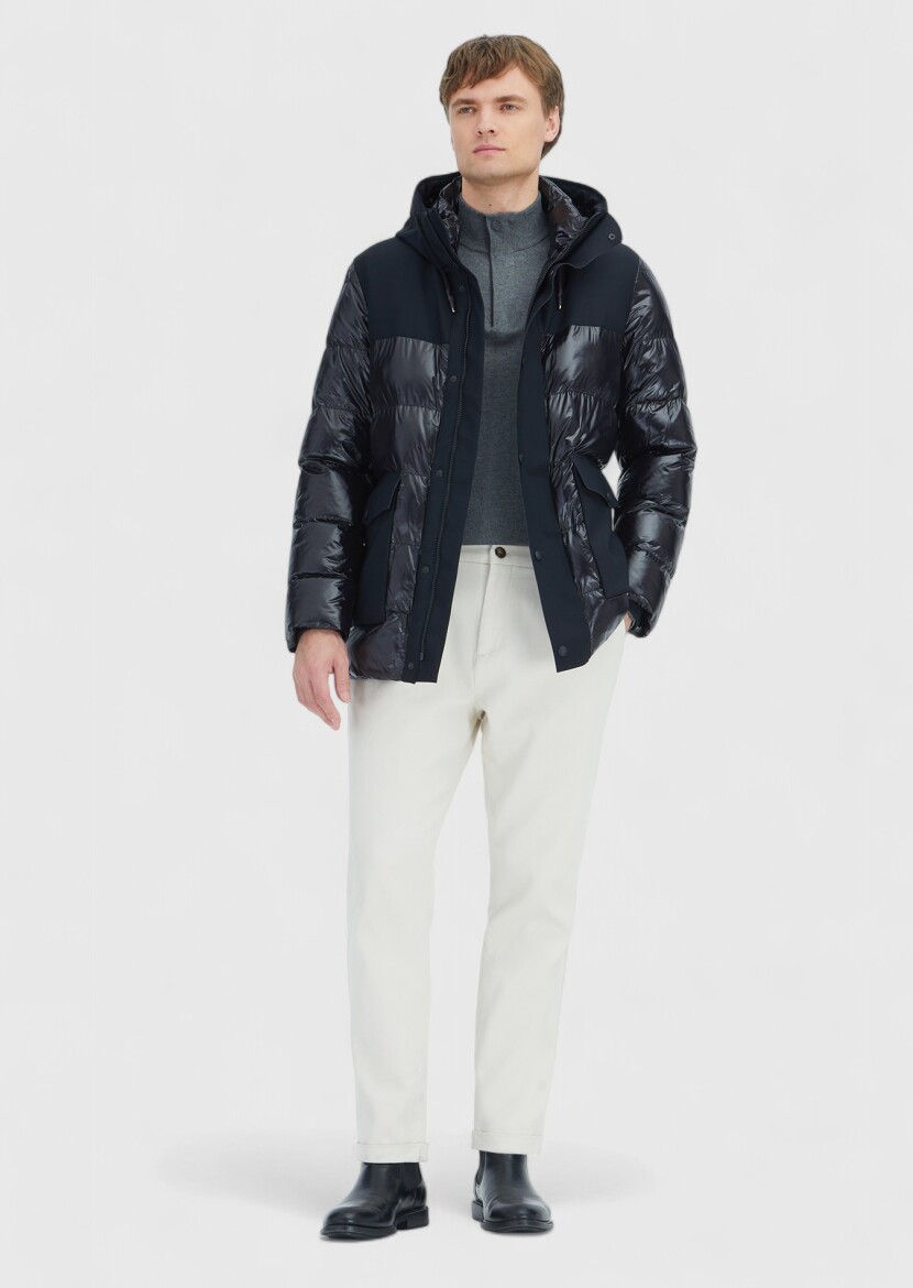 Black Hooded Casual Weaving Coat - RAMSEY