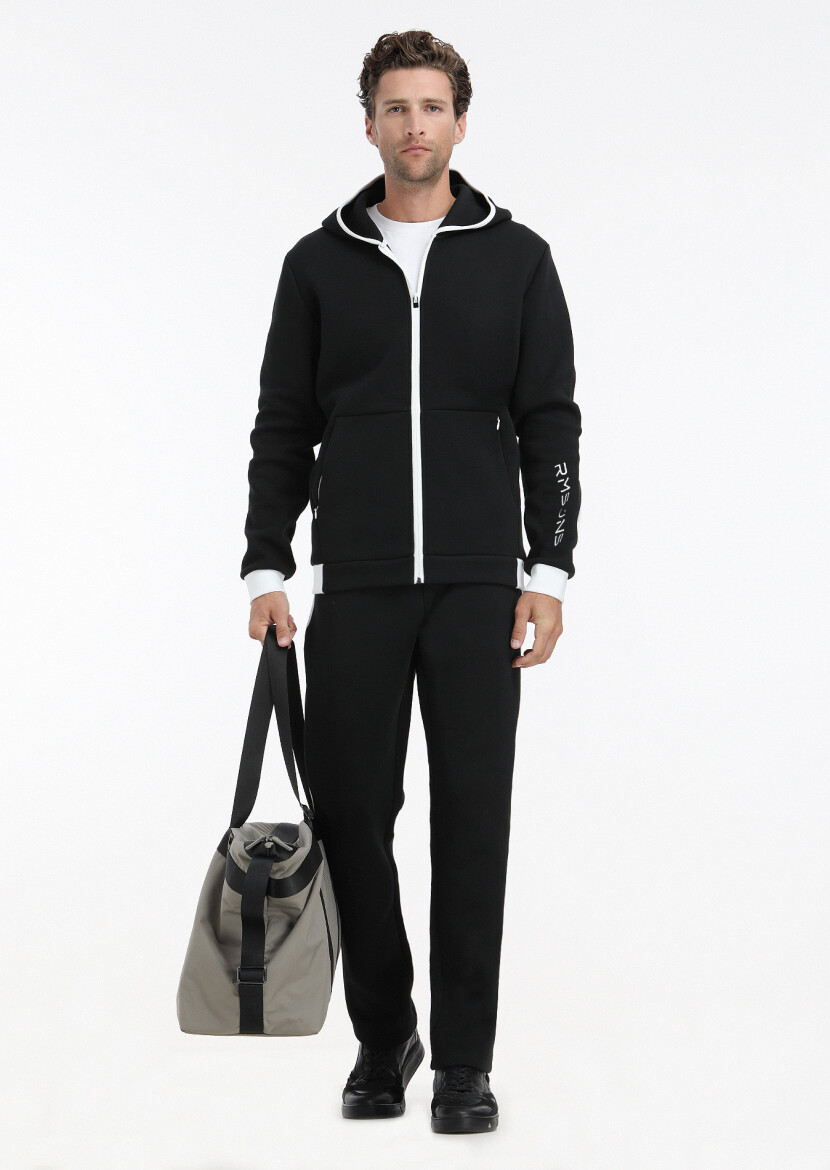 Black Hooded Plain Sweatshirt 