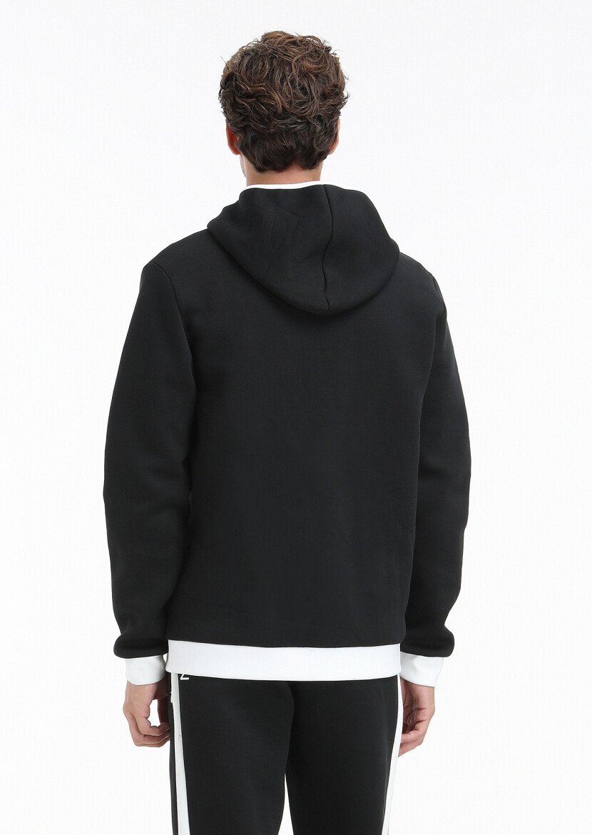 Black Hooded Plain Sweatshirt - 4
