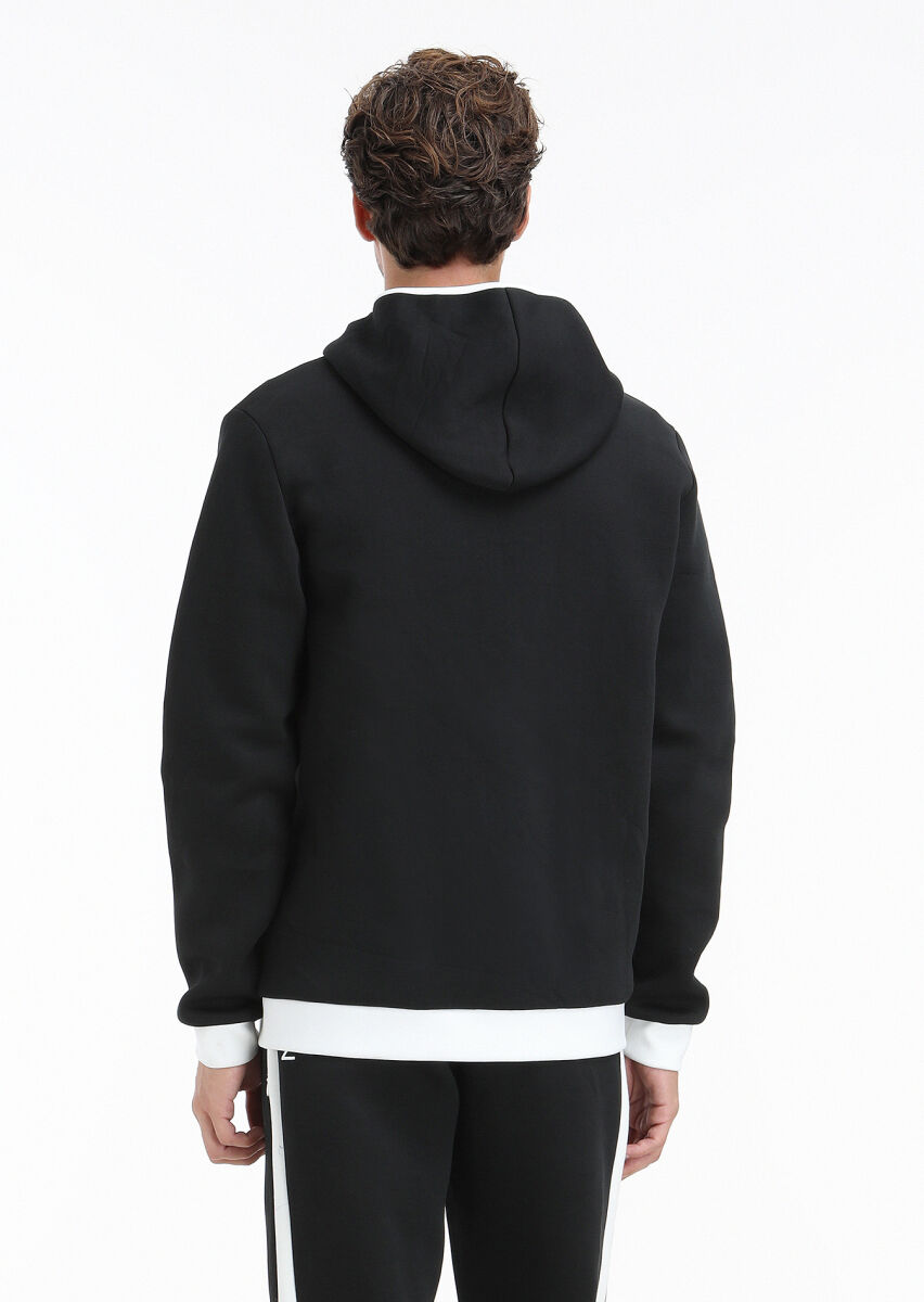 Black Hooded Plain Sweatshirt - 4