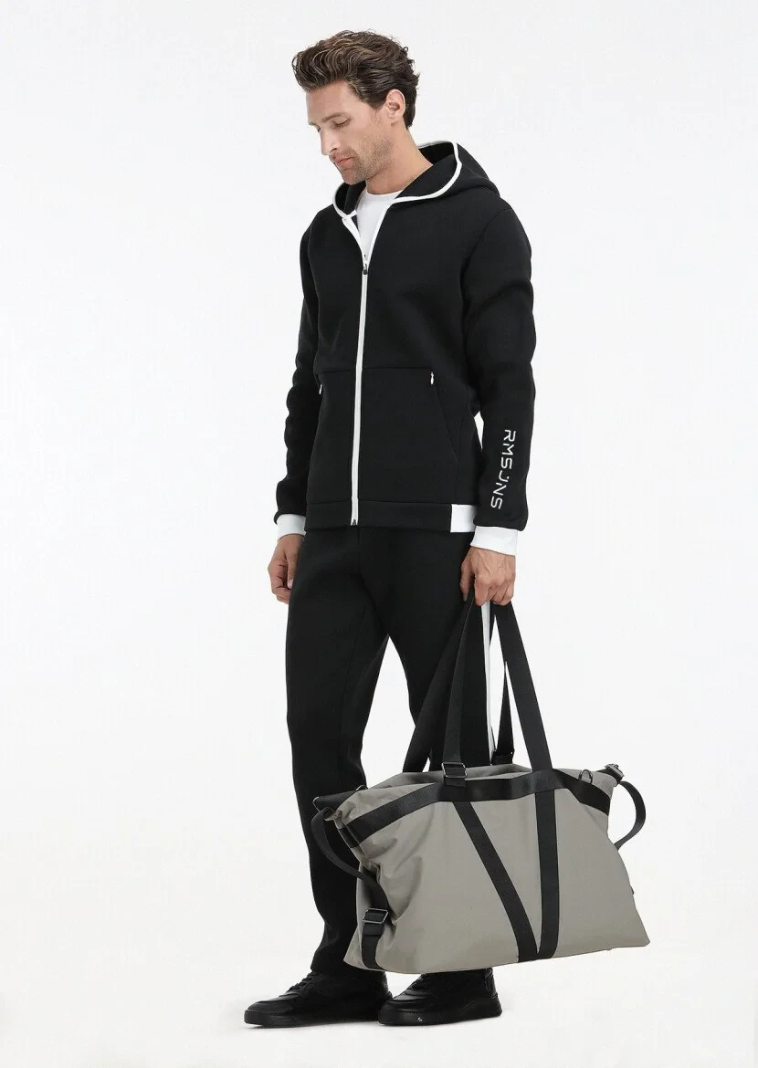 Black Hooded Plain Sweatshirt - 4