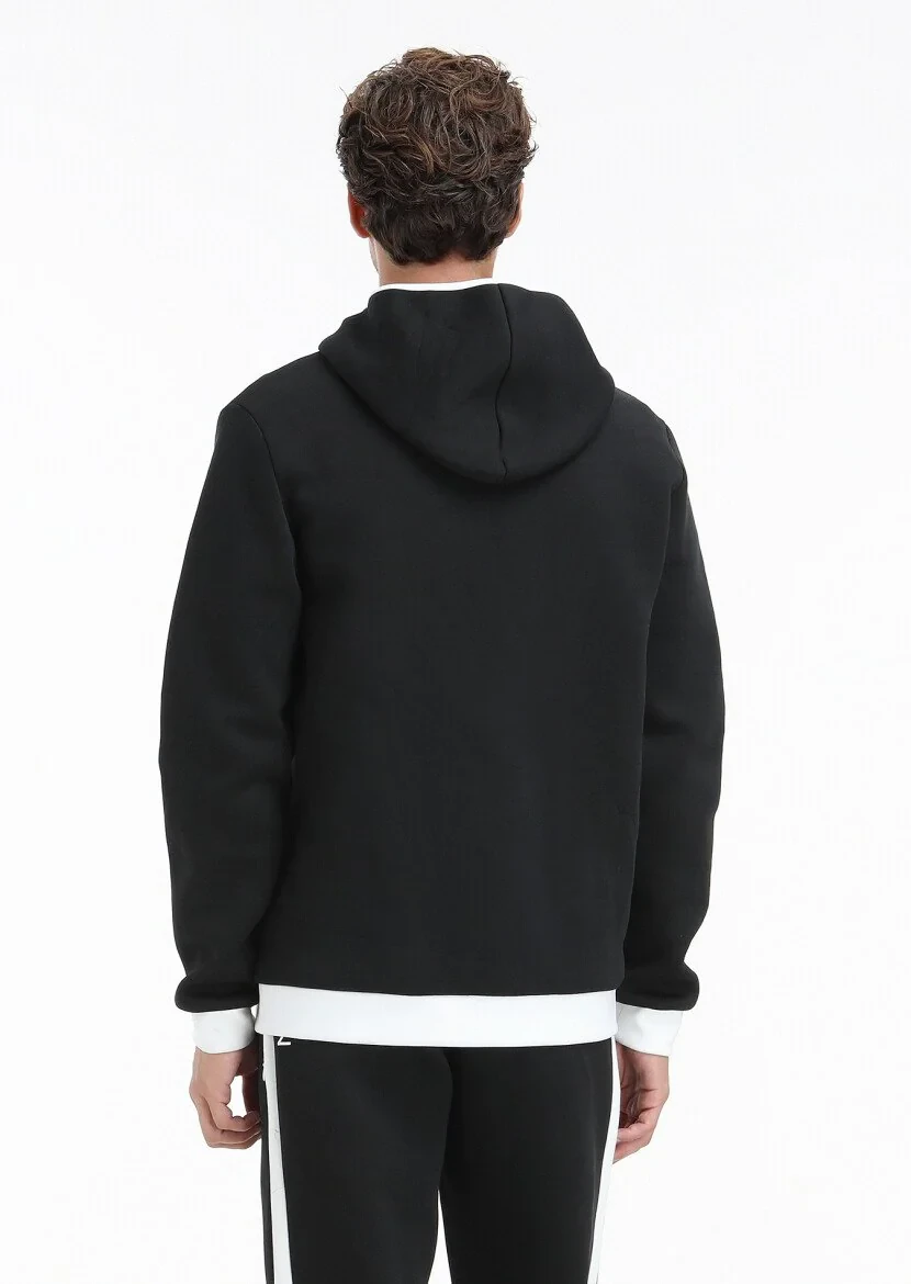 Black Hooded Plain Sweatshirt - 6