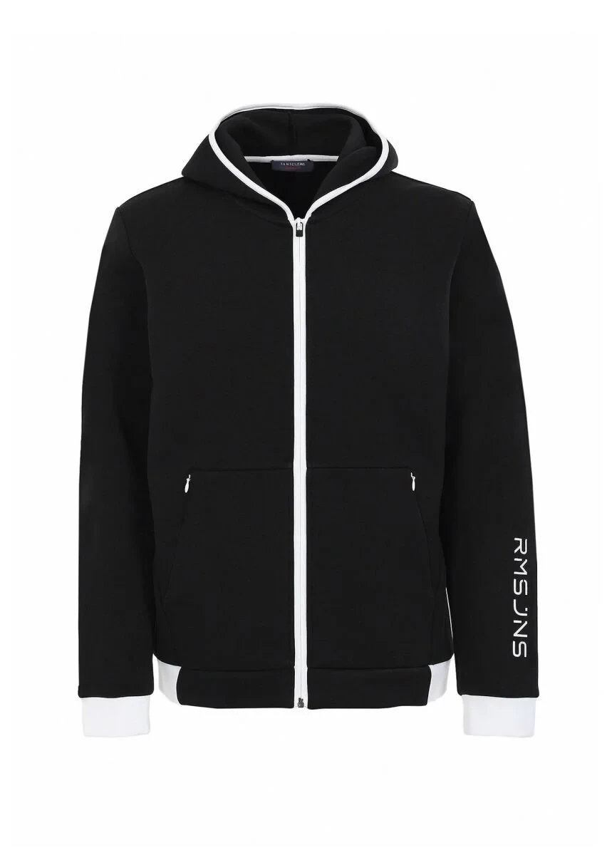 Black Hooded Plain Sweatshirt - 7
