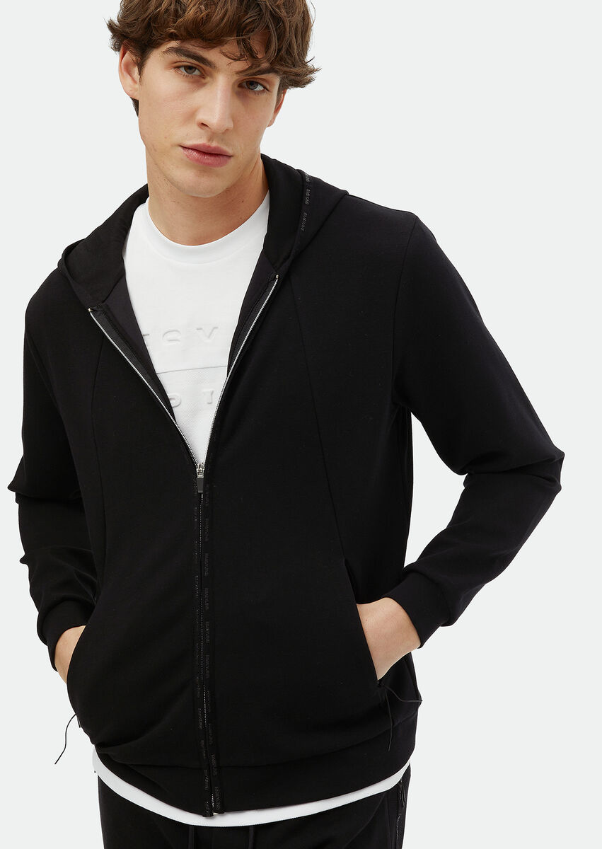 Black Hooded Plain Sweatshirt - 3