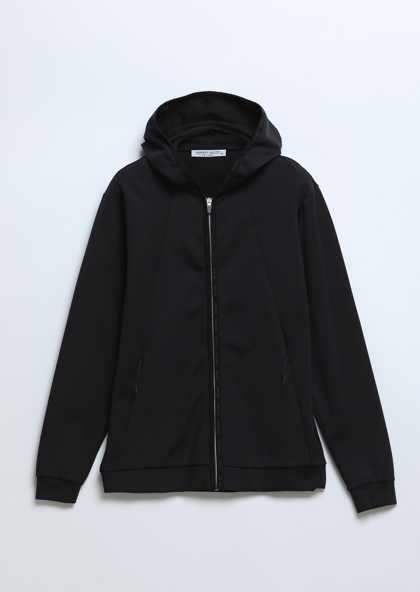 Black Hooded Plain Sweatshirt - 6