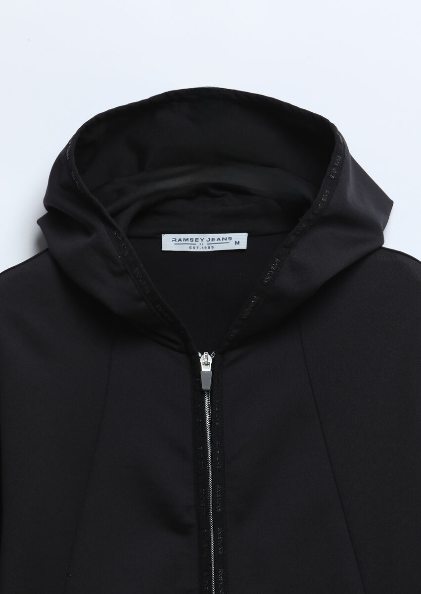 Black Hooded Plain Sweatshirt - 7