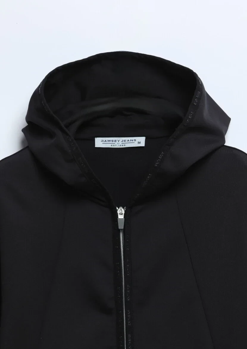 Black Hooded Plain Sweatshirt - 7