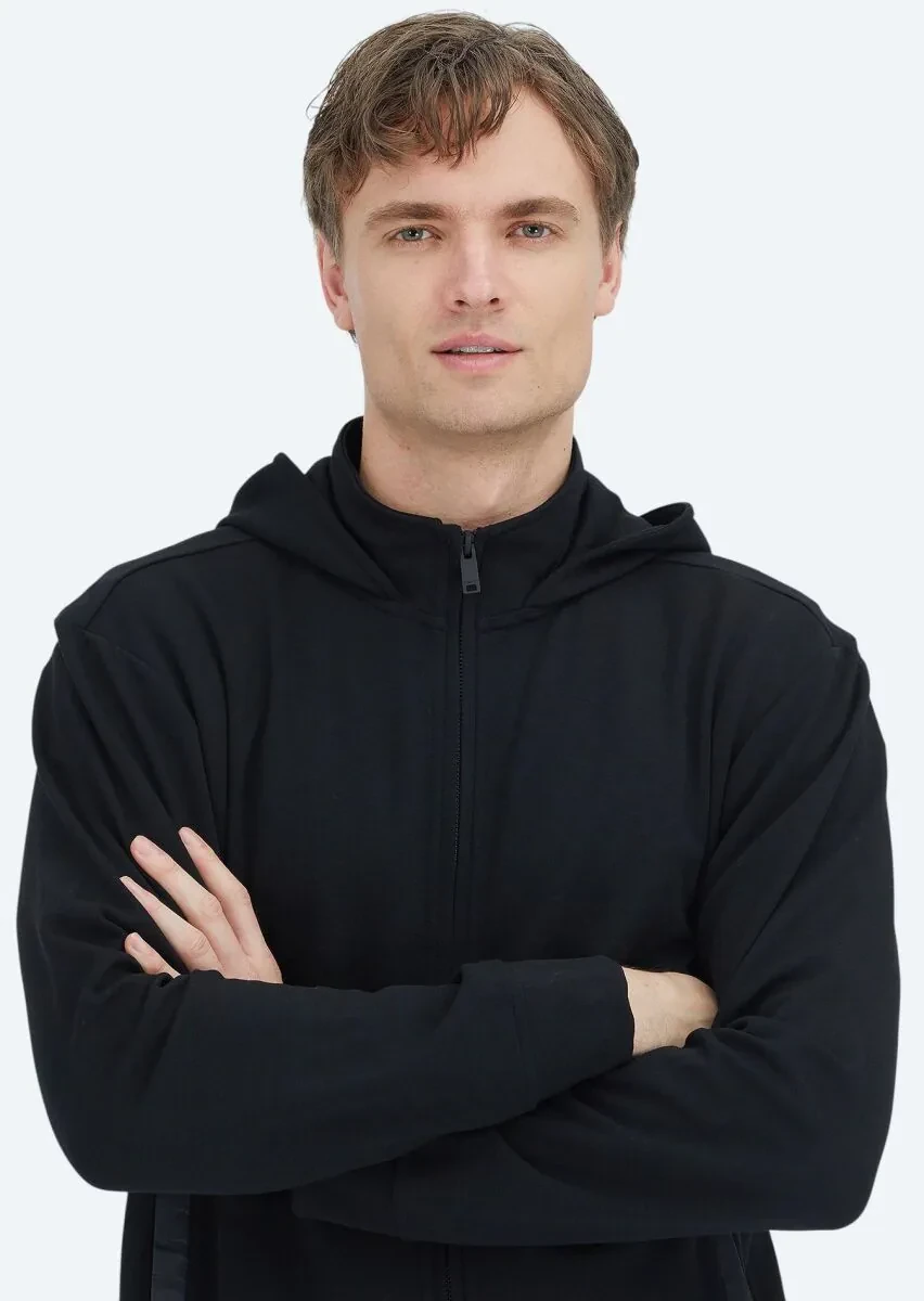 Black Hooded Plain Sweatshirt - 2