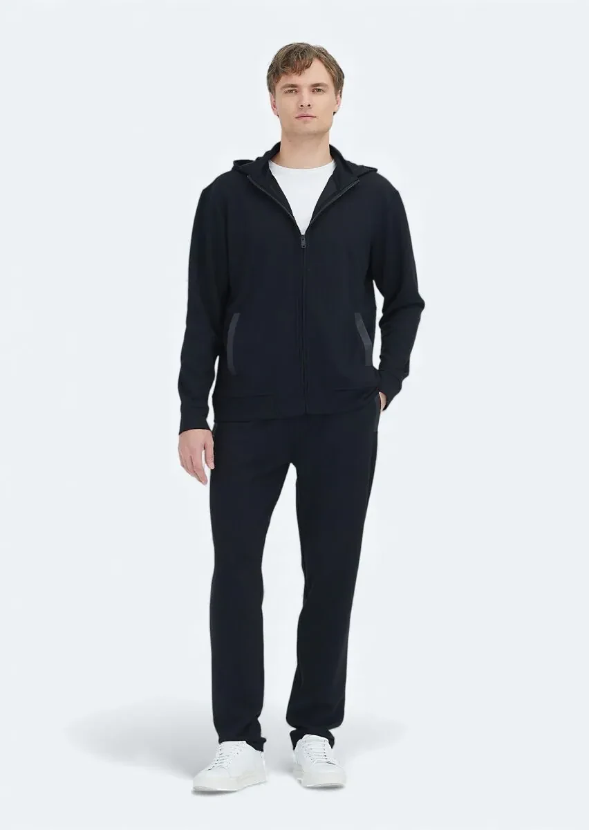 Black Hooded Plain Sweatshirt - 3