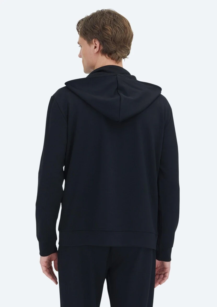 Black Hooded Plain Sweatshirt - 6