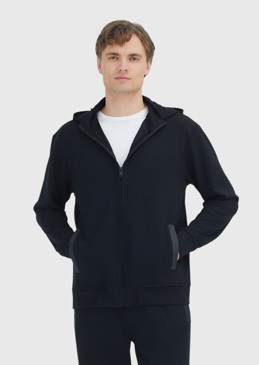 Black Hooded Plain Sweatshirt - RAMSEY