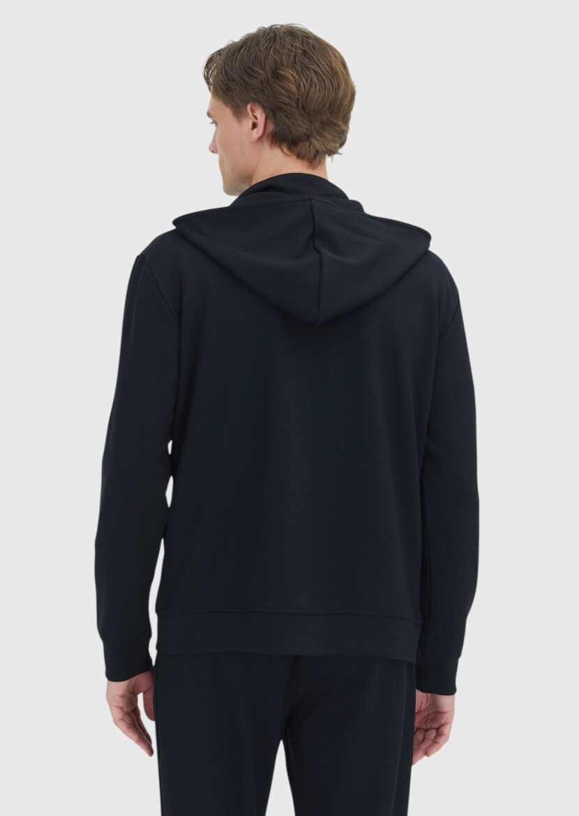 Black Hooded Plain Sweatshirt - 6