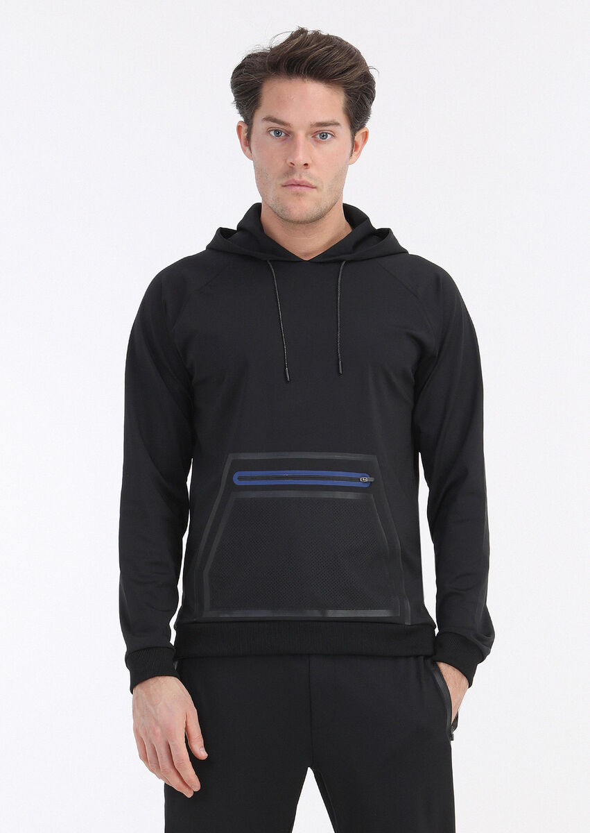 Black Hooded Printed Sweatshirt - 2