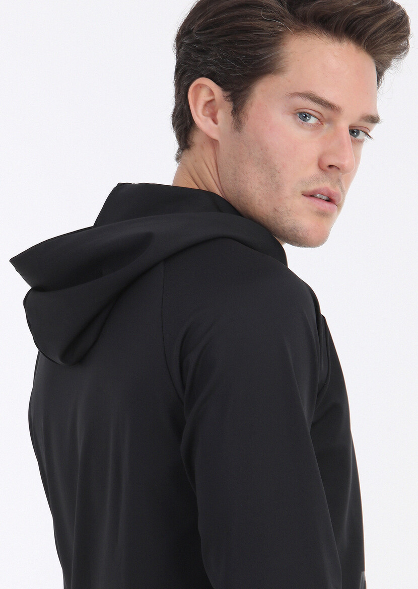 Black Hooded Printed Sweatshirt - 4