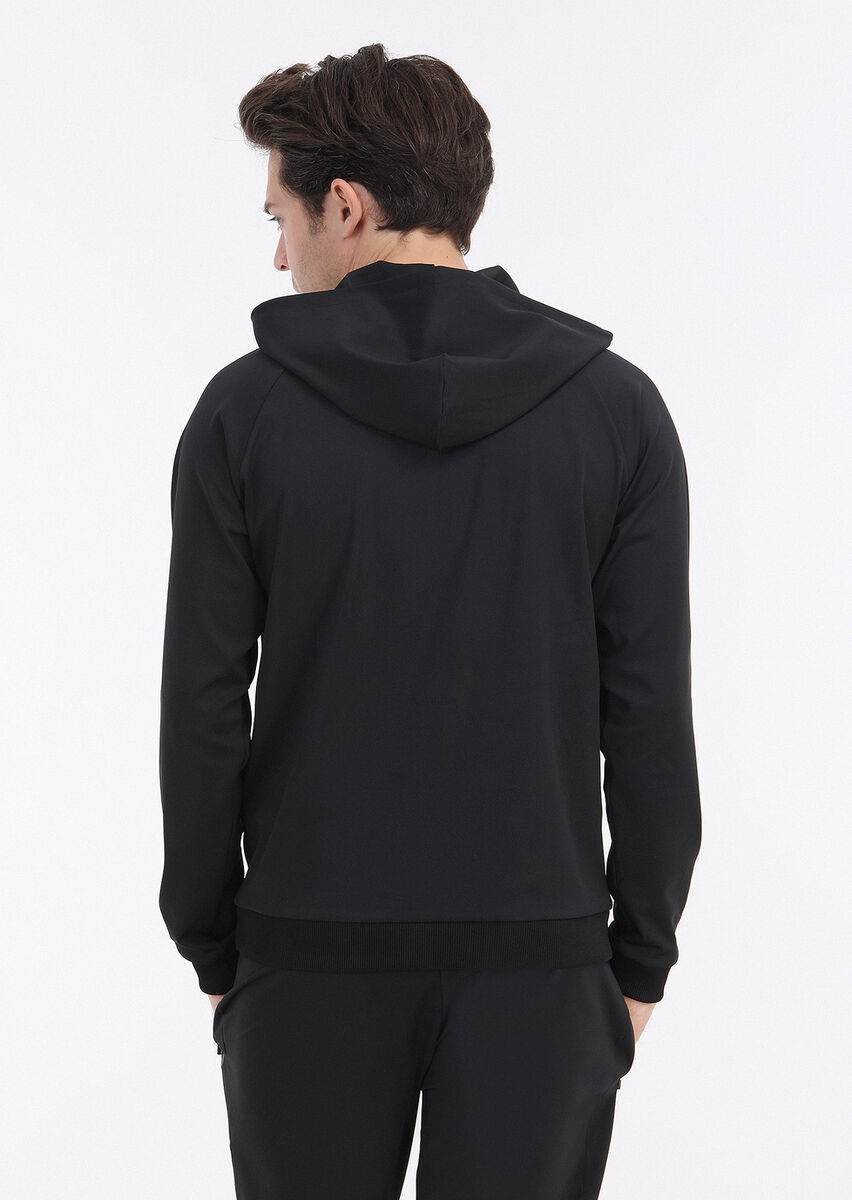 Black Hooded Printed Sweatshirt - 6