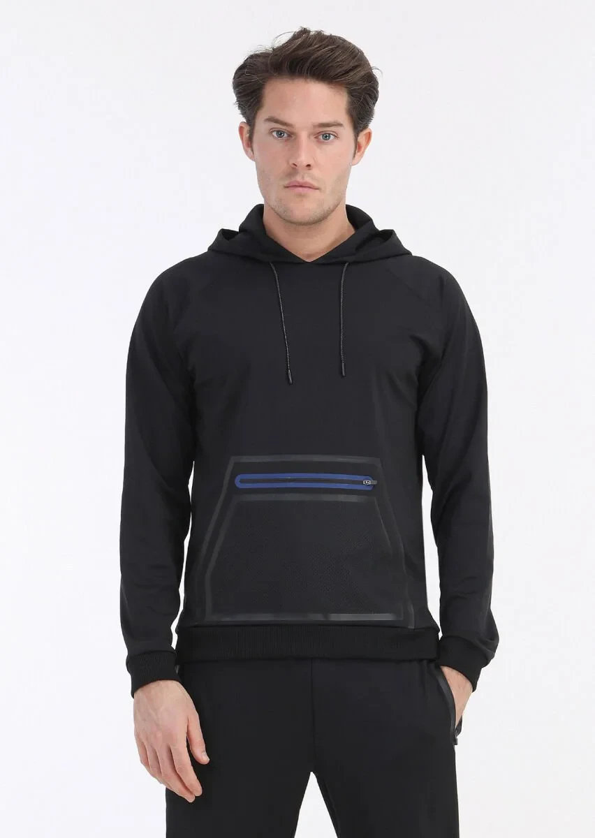 Black Hooded Printed Sweatshirt - 2