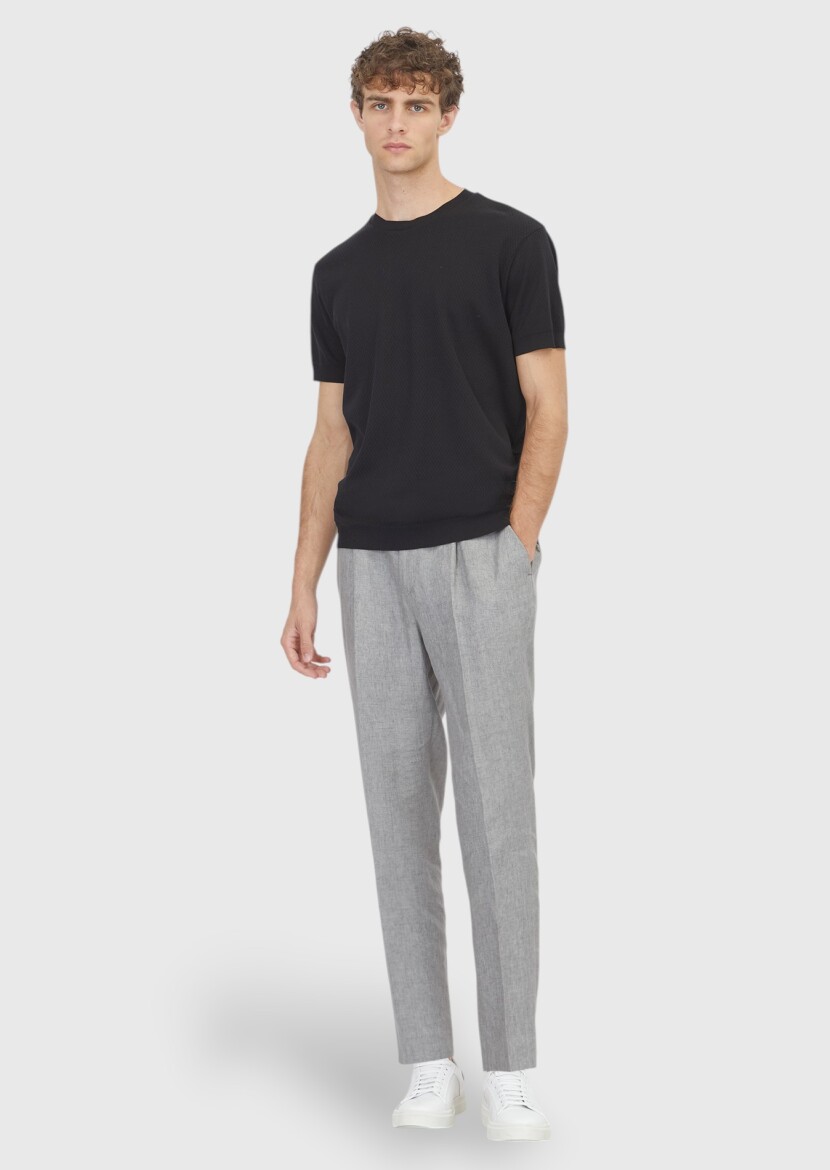 Black Jacquard 100% Cotton T-Shirt - RAMSEY