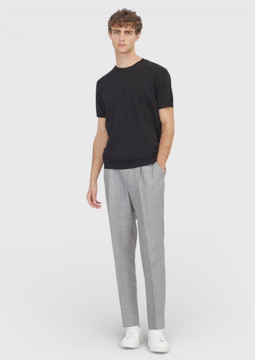 Black Jacquard 100% Cotton T-Shirt - RAMSEY