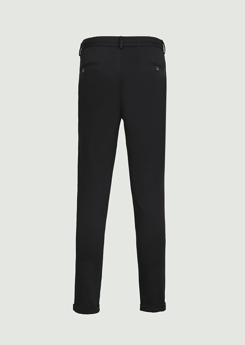 Black Knitting Jogging Fit Casual Trousers - 7