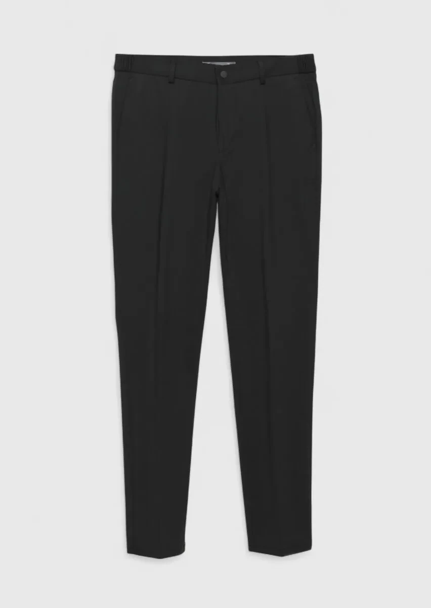 Black Knitting Jogging Fit Casual Trousers - 1