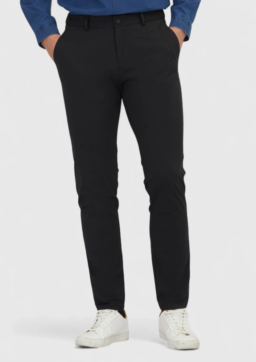 Black Knitting Jogging Fit Casual Trousers - 2