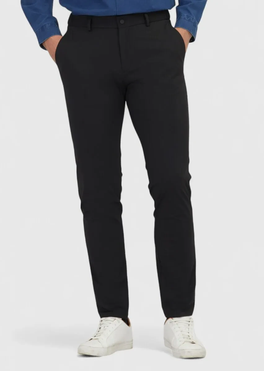 Black Knitting Jogging Fit Casual Trousers - 2