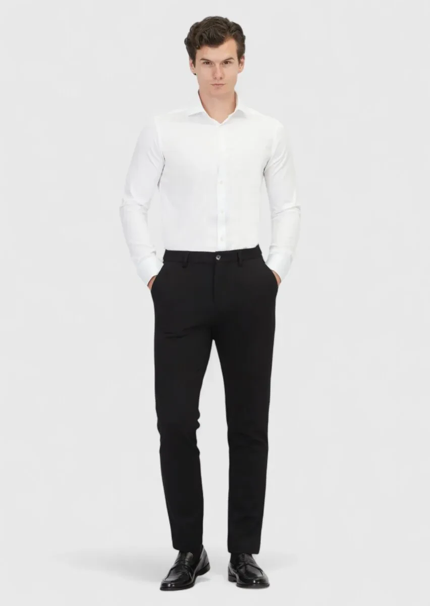 Black Knitting Jogging Fit Casual Trousers - 1