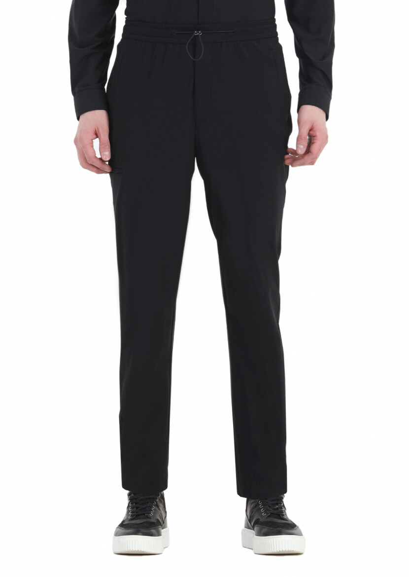 Black Knitting Jogging Fit Sport Trousers 